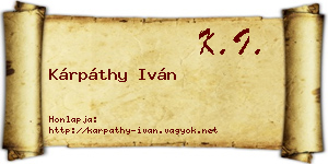 Kárpáthy Iván névjegykártya